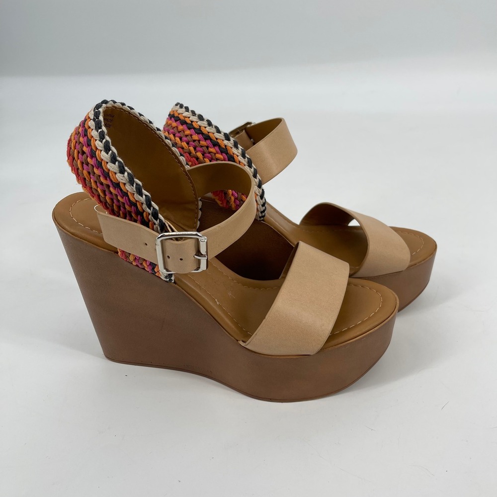 Coconuts by Matisse Womens Tan Weave Ankle Strap‎ Wedge Platform Sandals Size 7M